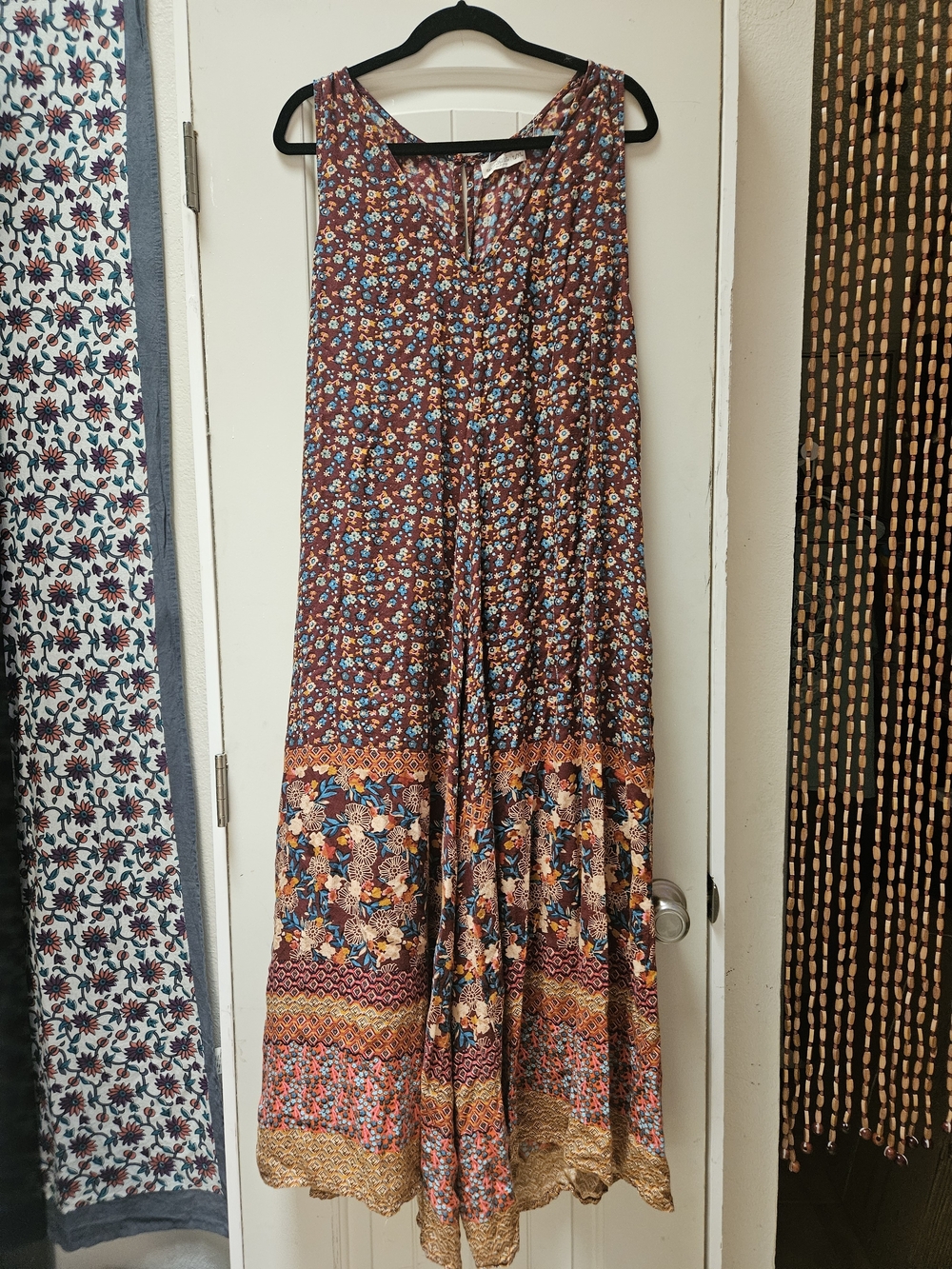 NATURAL LIFE Rust Floral Boho Wide-Leg Jumpsuit L/XL
